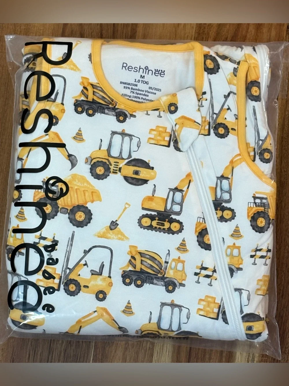 Baby Boy Bamboo Construction Sleep Sack 1.0 TOG Size M 6-18M NWT